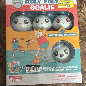 Roly Poly Goalie Tossing Game - Blue/White Cute Faces